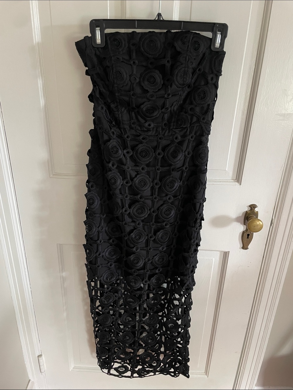 Milly Black Kate Strapless Tiler Lace Midi Dress - Size 4